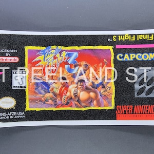 SNES ファイナルファイト 3 交換用ゲームカートリッジ ラベル デカール 光沢仕上げ ステッカー 任天堂