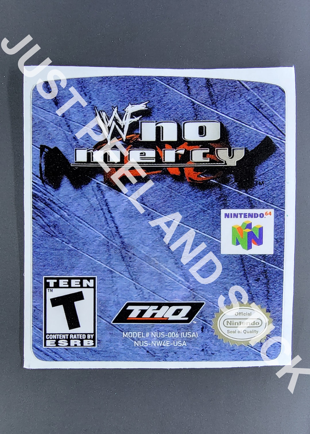 Nintendo N64 Wwf No Mercy Replacement Label Decal Glossy Finish