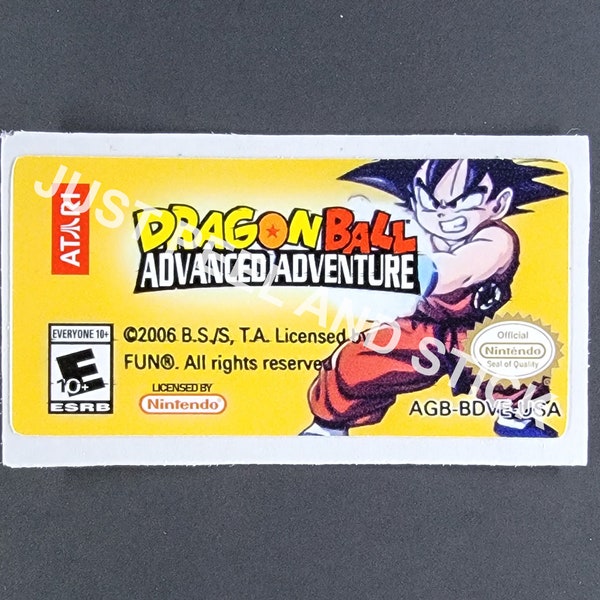 GBA Dragon Ball Advanced Adventure Replacement Label Decal Glossy Sticker