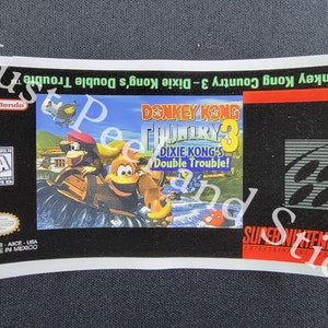 SNES Donkey Kong Country 3 III Dixi Kong's Double Trouble Substituição Etiqueta Decalque Adesivo Nintendo