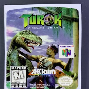 N64 Turok Dinosaurier Hunter Ersatz Aufkleber Aufkleber Nintendo