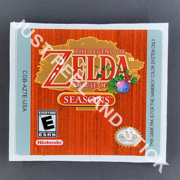 Gameboy Color Zelda Oracle of Seasons Replacement Label Glossy Decal Sticker