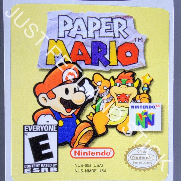 N64 Paper Mario Replacement Label Decal Sticker Nintendo