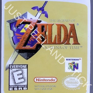 Adesivo de substituição para etiqueta de The Legend of Zelda Ocarina of Time para Nintendo 64, escolha a variação brilhante ou metálica