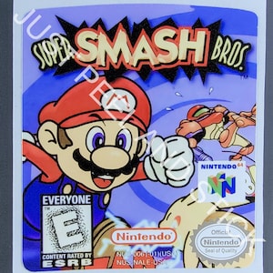 Etiqueta adhesiva de repuesto para N64 Super Smash Bros. Nintendo