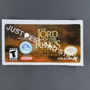 Game Boy Advance GBA Il Signore degli Anelli Il Ritorno del Re Etichetta di Ricambio Decalcomania Adesivo Lucido Nintendo