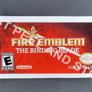 GBA Fire Emblem The Binding Blade Sostituzione Etichetta Decalcomania Adesivo Lucido