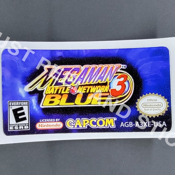 GBA megaman battle network 3 blue version Replacement Label Decal glossy Sticker