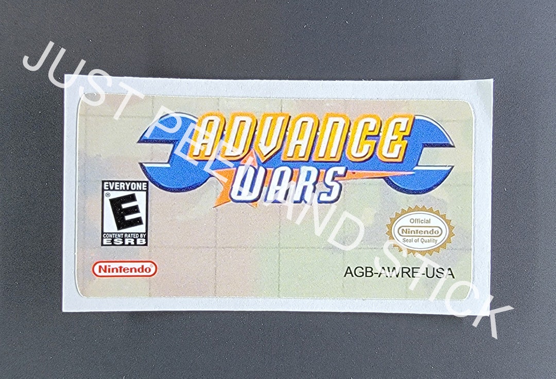 GBA Advanced Wars One Replacement Label Glossy Sticker Gameboy Advance