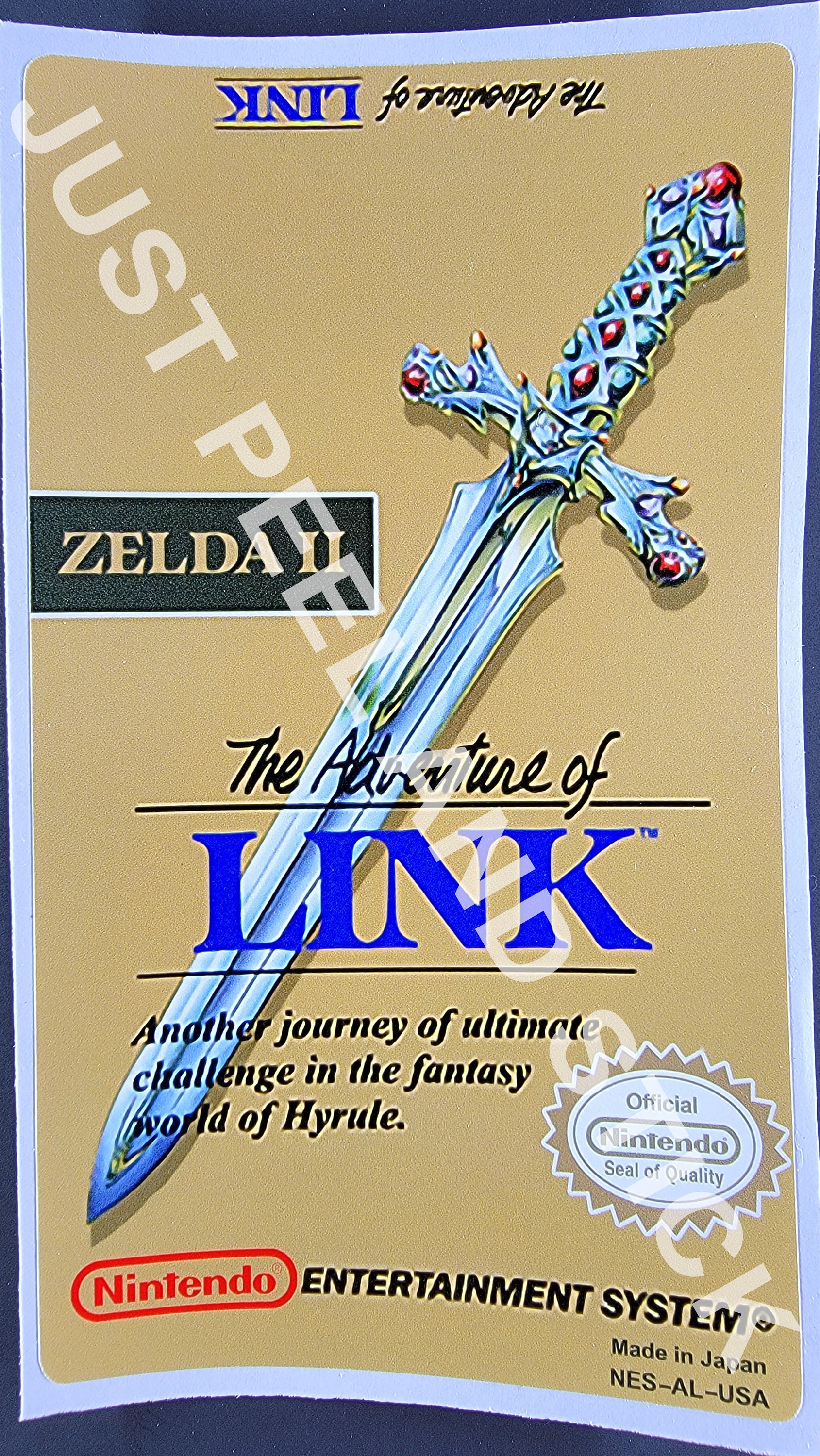 NES Zelda II the Adventures of Link Sword Glossy Replacement Label