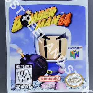 Etiqueta adhesiva de repuesto Bomber Man 64 para Nintendo N64, acabado brillante, pegatina bomba