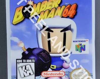 Nintendo N64 Bomber Man 64 Étiquette de remplacement Décalcomanie Finition brillante Bombe autocollante