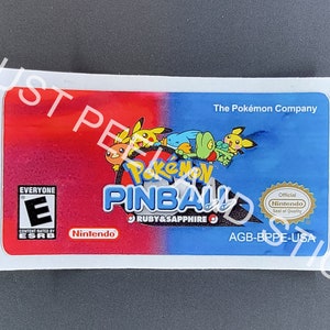 GBA Pokémon Pinball Replacement Label Decal glossy Sticker Ruby & Saphire