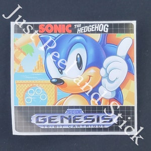 Sega Genesis Sonic The Hedgehog Etiqueta de substituição personalizada decalque brilhante