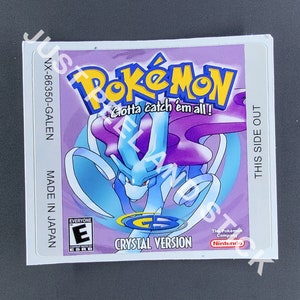 Etiqueta de substituição para Gameboy Pokemon Crystal Version, decalque em papel adesivo metálico. Acabamento em papel adesivo brilhante também disponível!