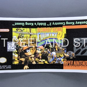 Etiqueta adhesiva de repuesto para SNES Donkey Kong Country 2 Diddy Kong's Quest, pegatina brillante para Nintendo