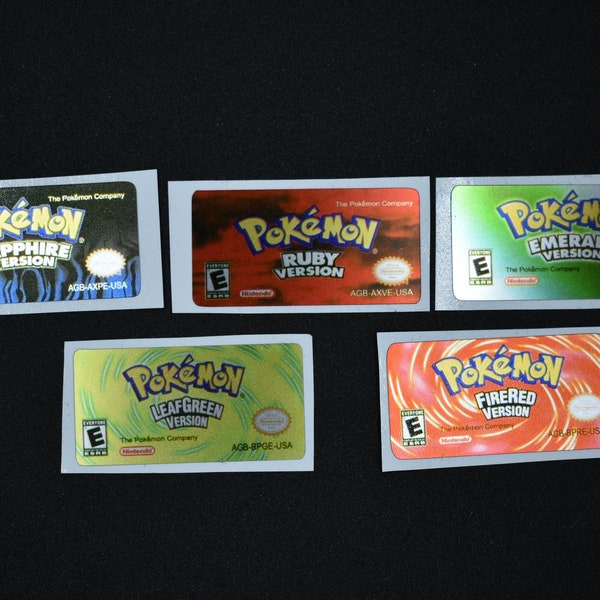 GBA Pokemon 3rd Gen Collection Replacement Label Decal foil Metallic