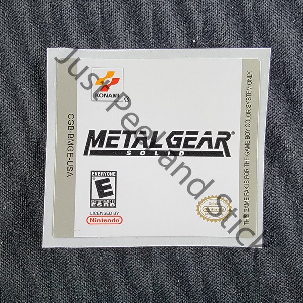 Gameboy Color GBC Metal Gear Solid Replacement Label Decal Glossy Sticker