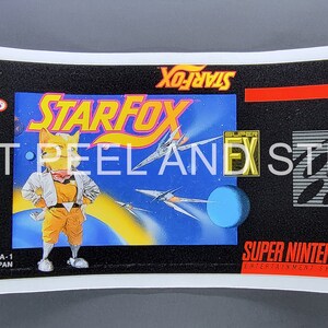 SNES スターフォックス FX ゲームカートリッジ 交換用ラベル デカール 光沢仕上げ ステッカー 任天堂