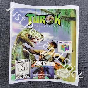 N64 Turok Dinosaurier Hunter Ersatz Aufkleber glänzend Papier Finish Aufkleber Nintendo