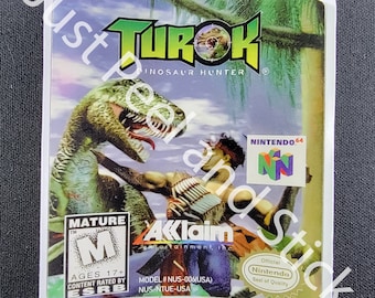 N64 Turok Dinosaur Hunter Replacement Label Decal Glossy Paper