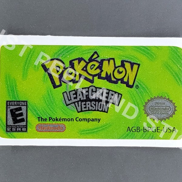 GBA Pokemon Leaf Green Version Replacement Label Decal foil Metalic Sticker