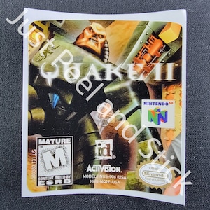 Naklejka zastępcza N64 Quake 2 Two z błyszczącym papierem, naklejka Nintendo
