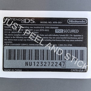 Naklejka zastępcza na tylną etykietę systemu Gameboy DS Nintendo