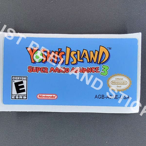 GBA Yoshi’s Island super Mario advanced 3 Replacement Label Decal glossy Sticker
