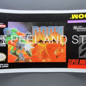 SNES Doom 交換用ゲームカートリッジ ラベル デカール 光沢仕上げ ステッカー 任天堂