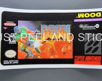 Etiqueta adhesiva de repuesto para cartucho de juego SNES Doom, acabado brillante, para Nintendo