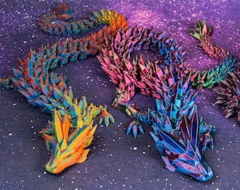 3D Printed Crystal Dragon, Articulated Fidget Toy, Optional Egg