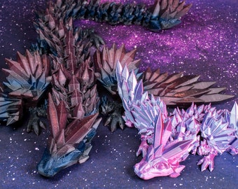 Dragon imprimé en 3D avec ailes, dragon en cristal articulé de 42,9 cm, animaux imprimés en 3D, décorations de bureau pour la maison, le bureau, rouge et jaune