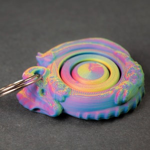 Fidget Spinner Dragon Keychain - 3D Printed - Amazing Colours!