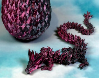 Articulated Magic Crystal Dragon - Optional Egg - 3D Printed Fidget Toy