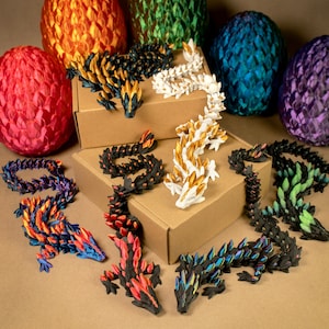 3D Printed Magic Crystal Gem Dragon - Premium Coloration - Flexible Fidget Toy