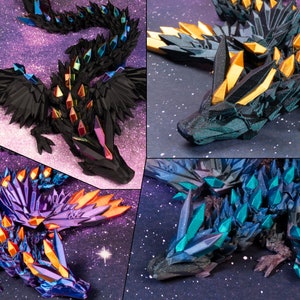 3D Printed Winged Crystal Dragon - Articulated - Premium Multicolor
