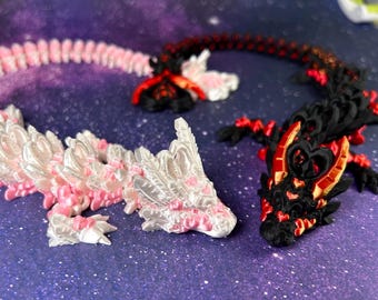 Dragón de corazón articulado premium impreso en 3D - Dragones del Día de San Valentín