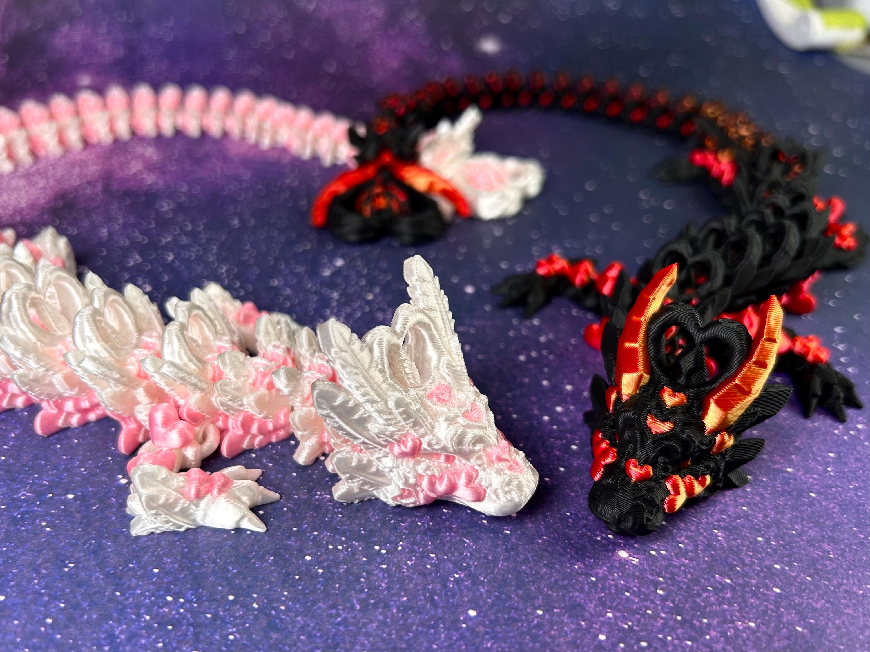 3D Printed Premium Articulated Heart Dragon - Valentines Day