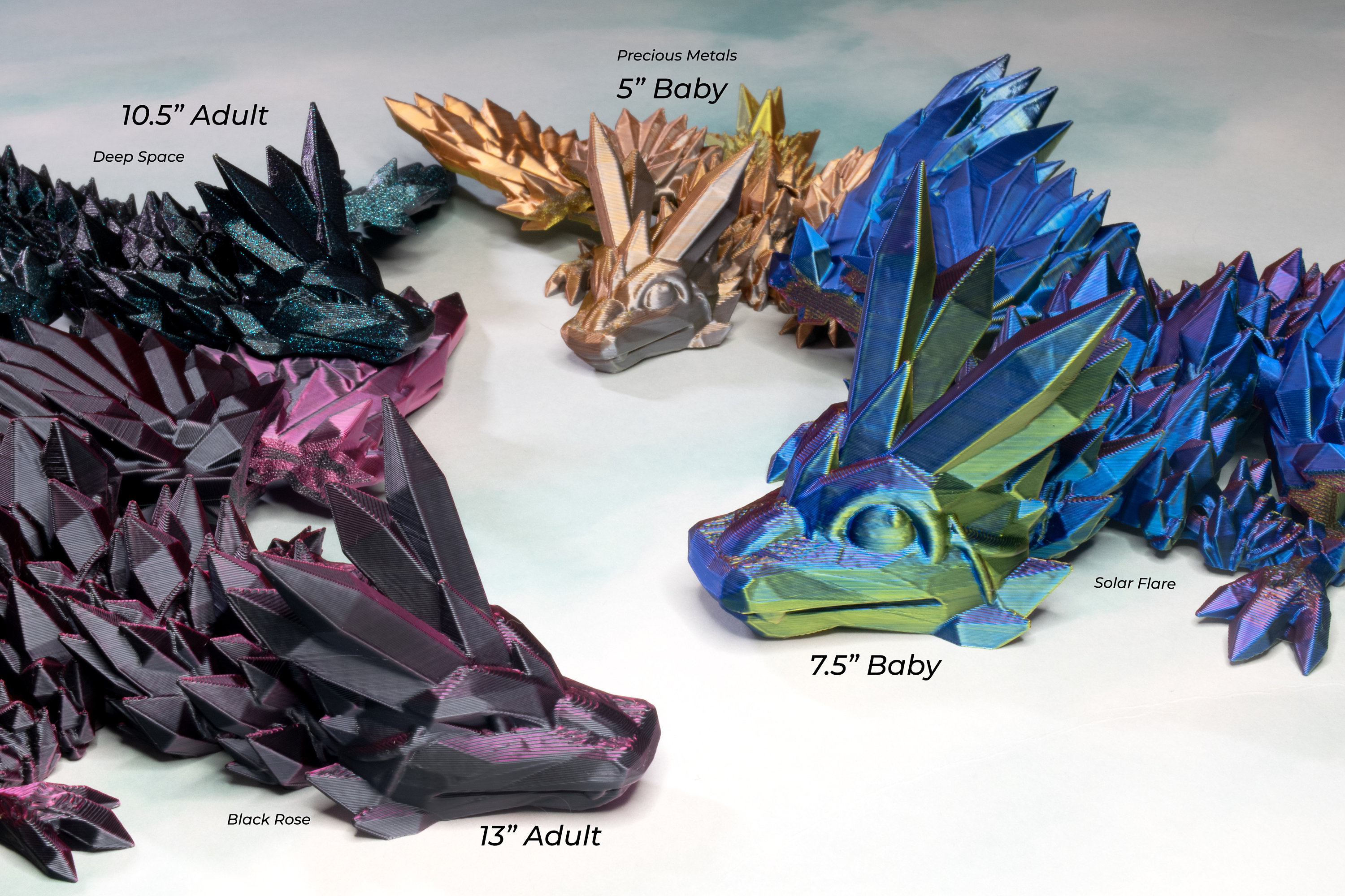3D Printed Crystal Dragon Sensory Fidget Toy – Wyvern's Hoard