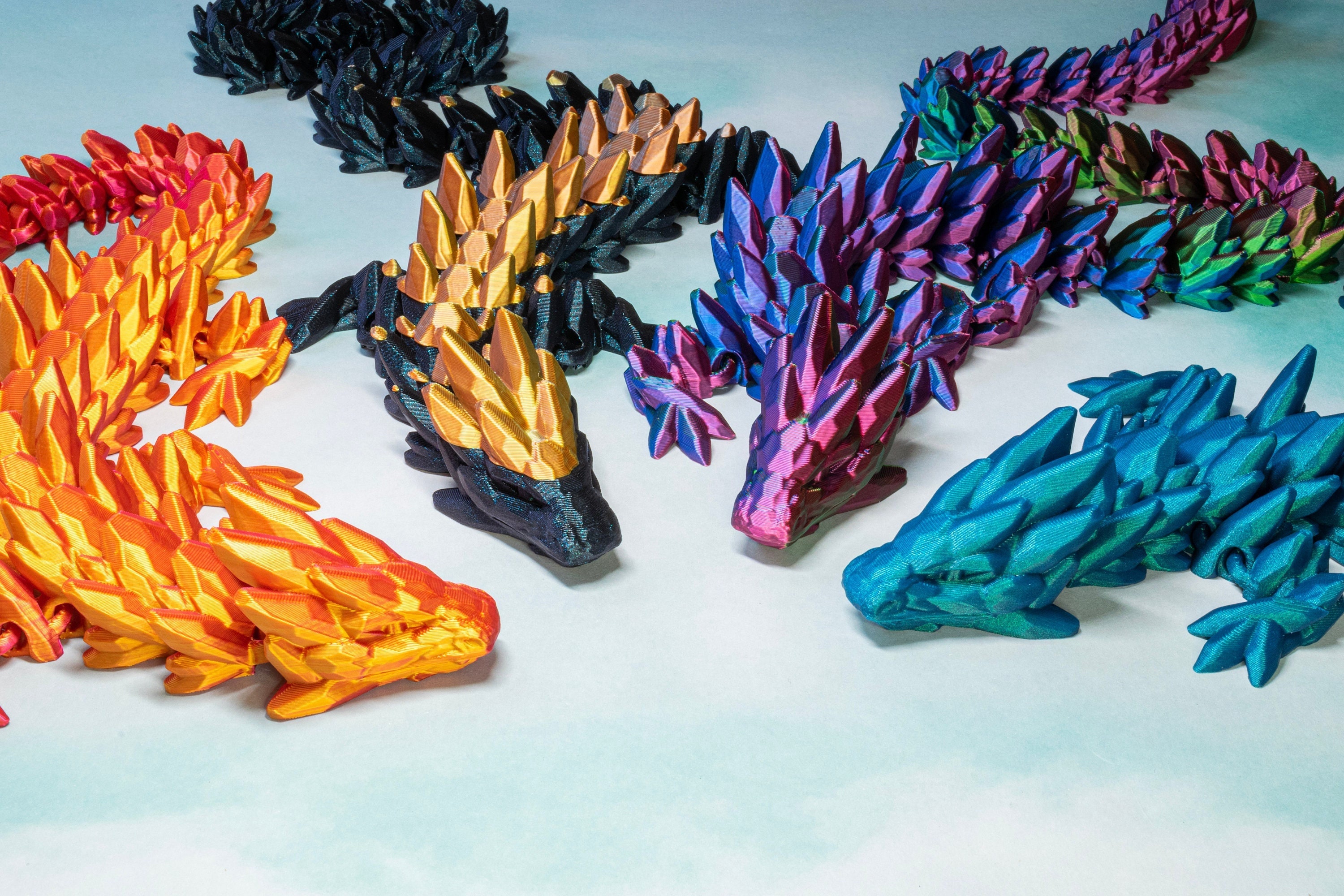 3D Printed Dragon, Articulated Crystal Dragon, Gemstone Style, Optional Egg