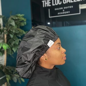 XL satin lined waterproof bonnet/ shower cap