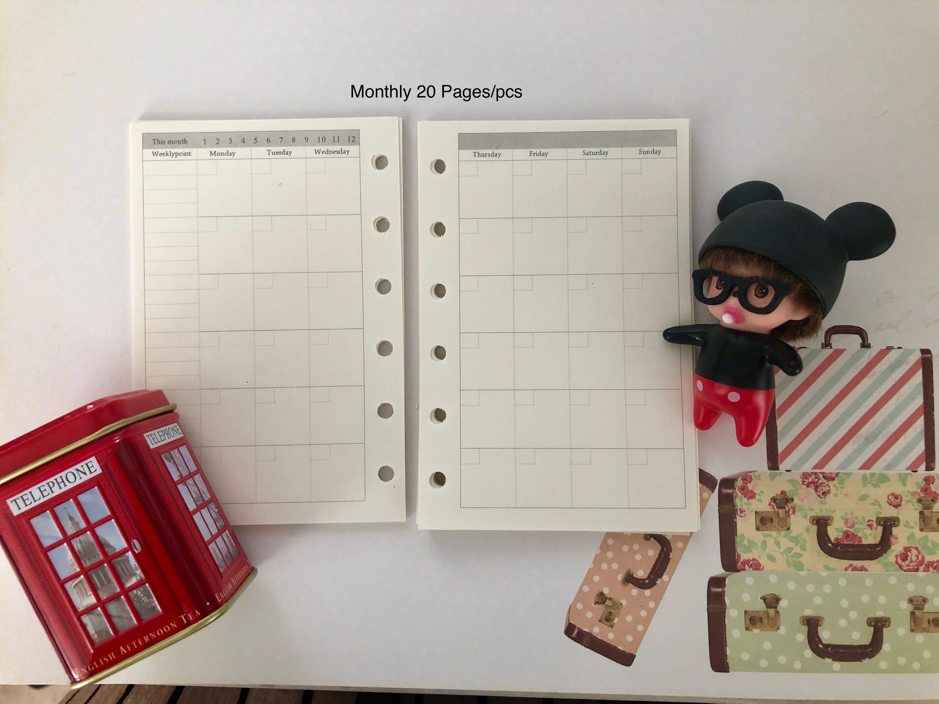 LV Agenda-pm-mini-inserts-monthly-weekly-refills Fits Louis 