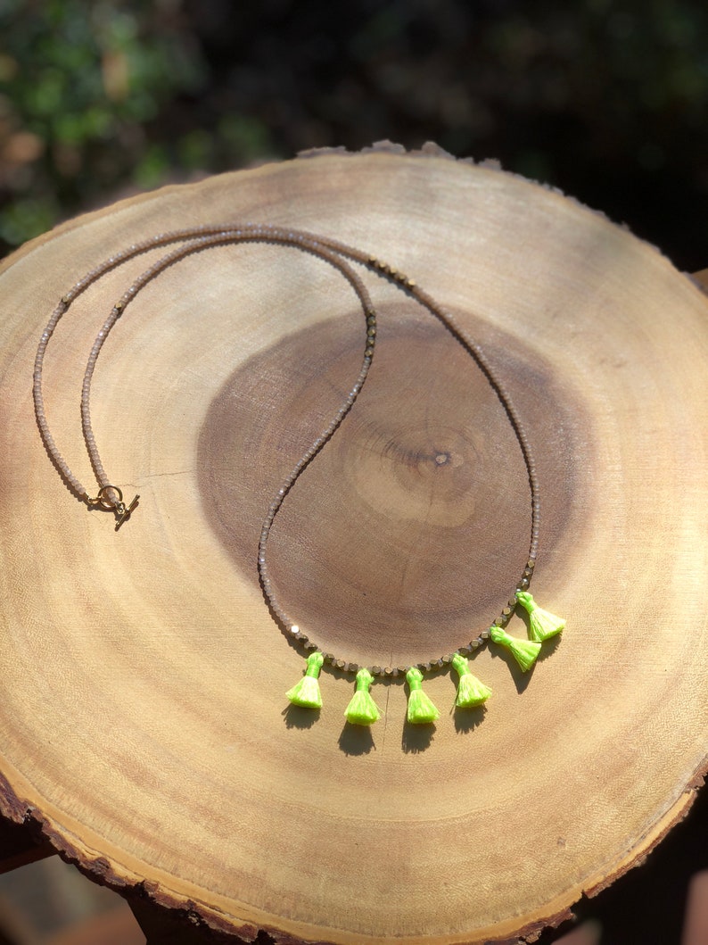 The Katie Mini Neon Slik Tassel Necklace