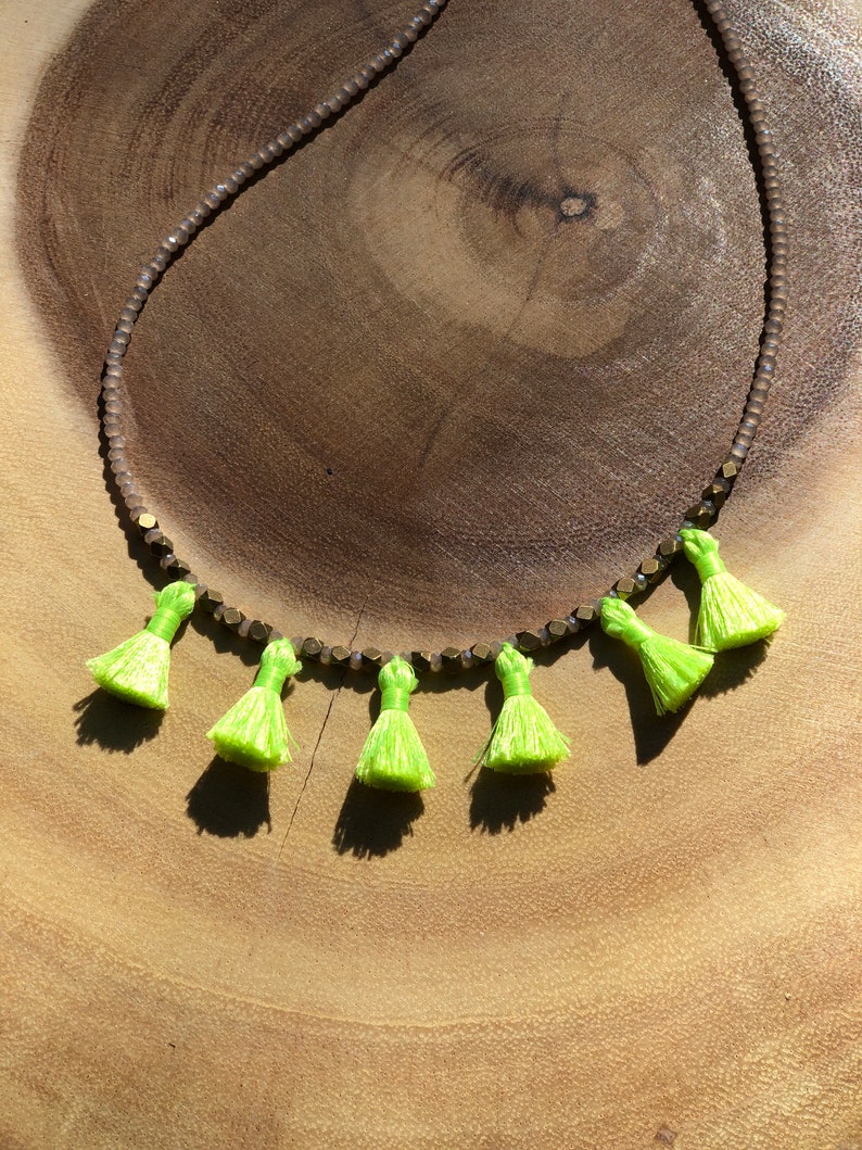 The Katie Mini Neon Slik Tassel Necklace