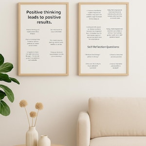 Positive Thinking Wall Art - 3 Printable Motivational Posters - Minimalist, Pastel, Boho - Digital Download