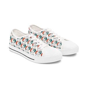 Baskets basses pour femme - Chaussures en toile imprimées colorées - Baskets mode décontractées à lacets - Cadeau en mousse à mémoire de forme pour elle