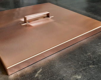 Yard Couture Square Copper Fire Pit Lid - 16 Gauge Thickness 100% Copper