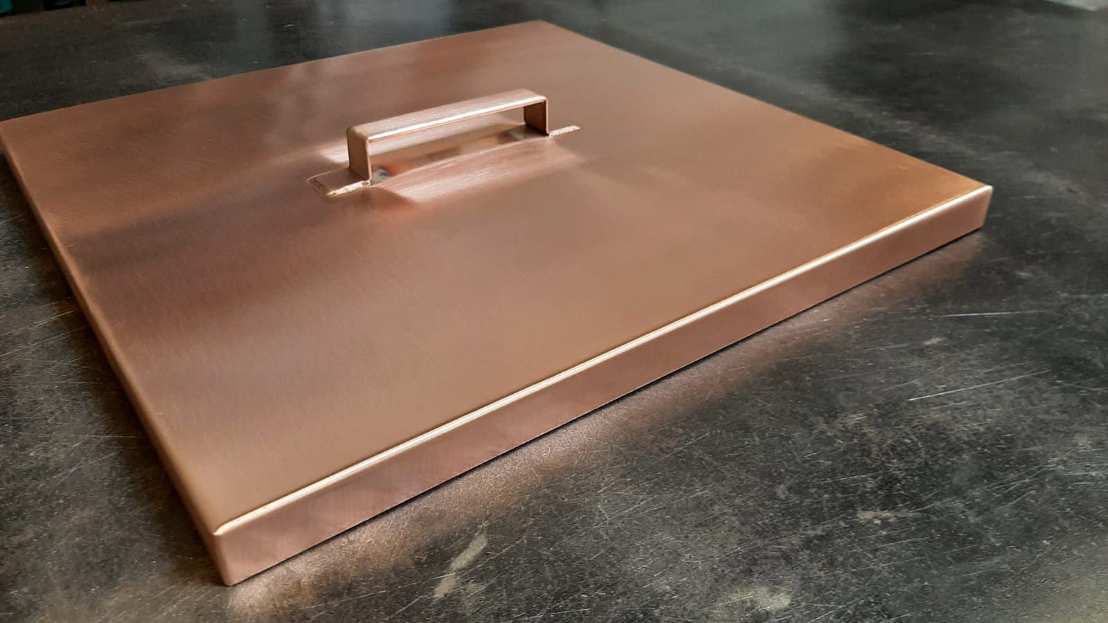Yard Couture Square Copper Fire Pit Lid - 16 Gauge Thickness 100% Copper