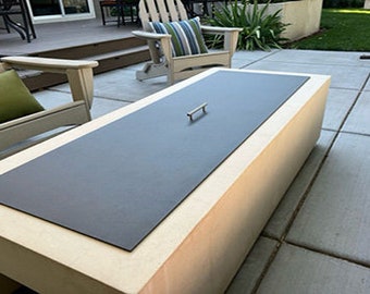 Yard Couture Rectangular Aluminum Fire Pit Lid - Stainless Handle